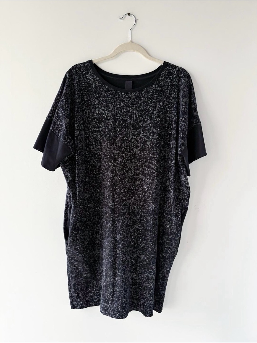 Kowtow Organic Cotton Speckled Black Oversized Tunic Dress With Pockets XS